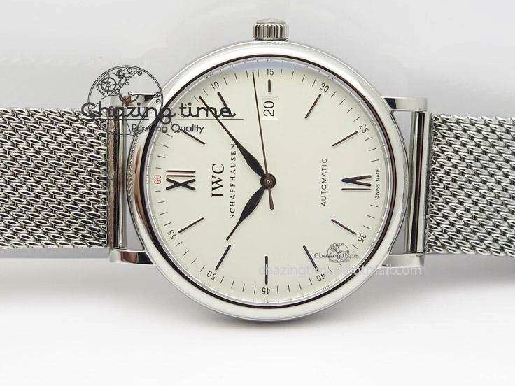 MIROTIME 0116 Portofino SCHAFFHAUSEN SS MKF 1:1 Best Edition White Dial On Mesh Bracelet A TravelReady 7341